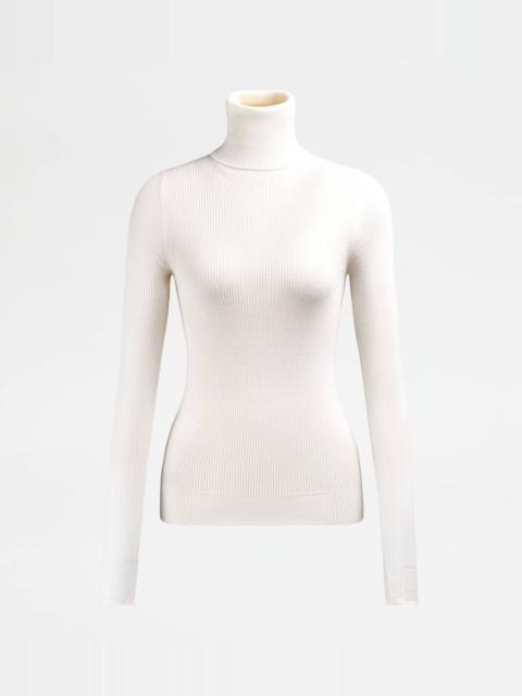 TURTLENECK IN COTTON KNIT - WHITE