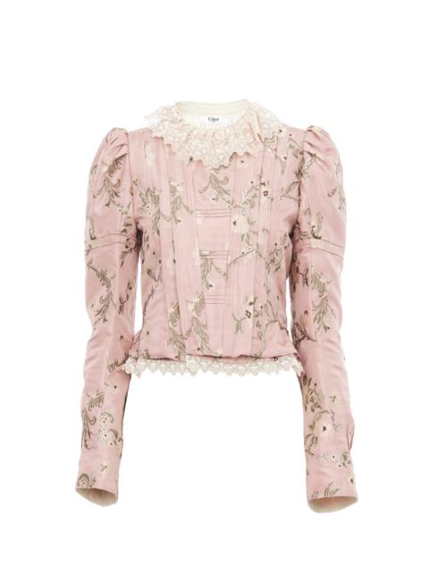 FITTED JACKET IN TAFFETA JACQUARD & LACE