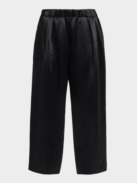 Lyocell Wide-Leg Crop Pull-On Pants