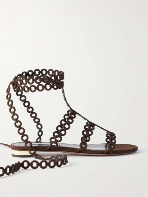 Infinity Chain cutout suede sandals Dark brown