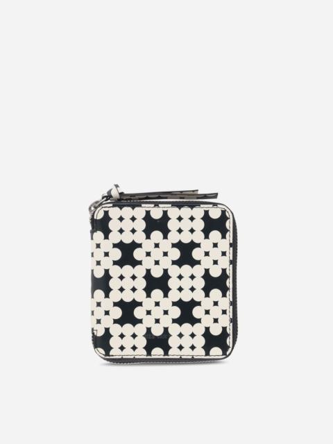 Printed Leather Zip Wallet Ecru