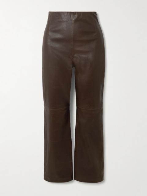 Paneled Leather Flared Pants