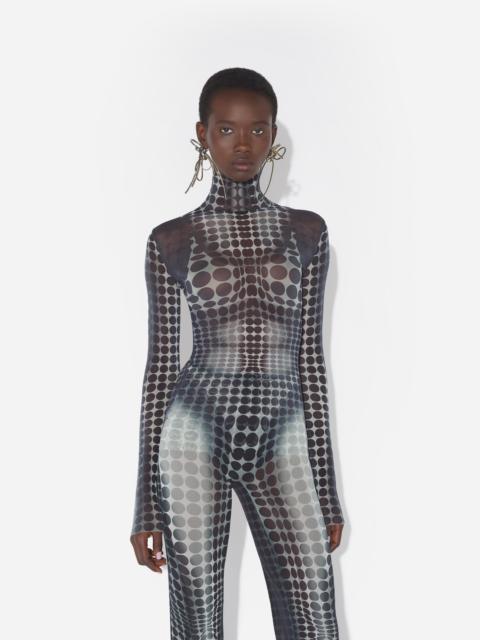 RE-EDITION - THE BLACK & WHITE DOTS PRINT MESH TOP