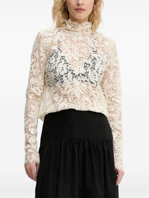 lace mock-neck blouse