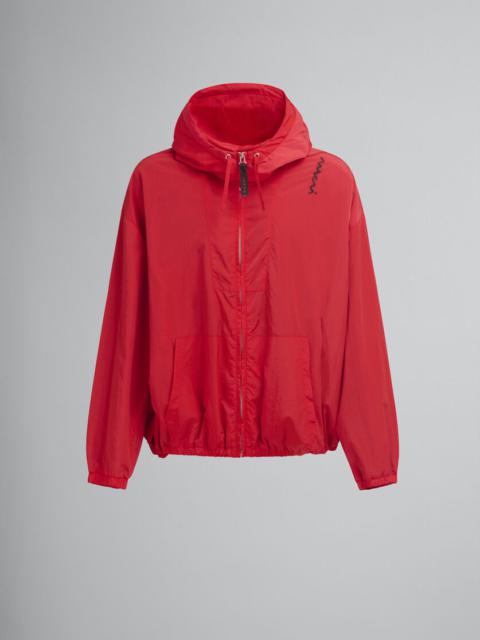 CRINKLED NYLON HOODED JACKET