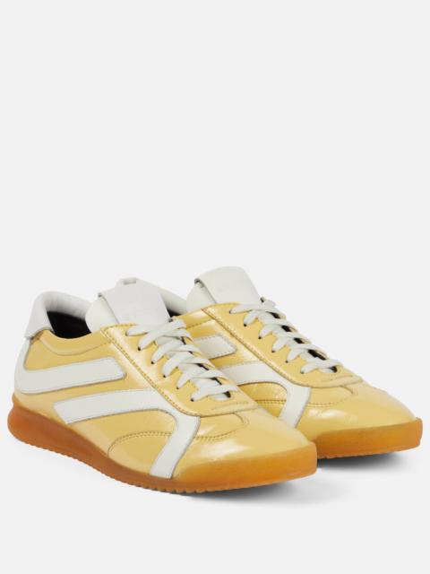 Track suede-trimmed leather sneakers