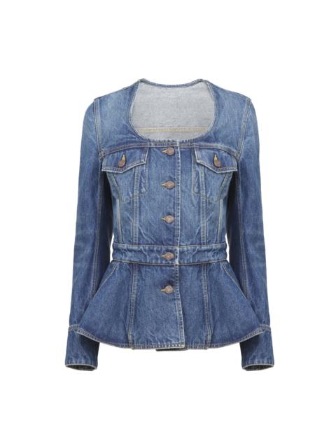 PEPLUM RIDING JACKET IN DENIM