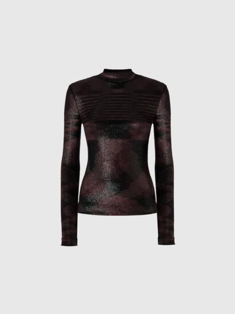 Turtleneck sweater with flame pattern