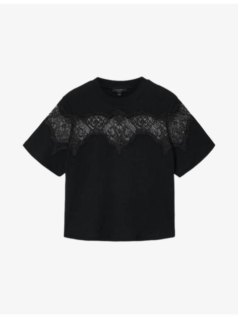 Lisa Lace-Embroidered Cotton T-Shirt
