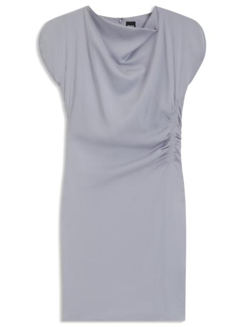 DRAPE-NECKLINE DRESS WITH GATHERED DETAIL