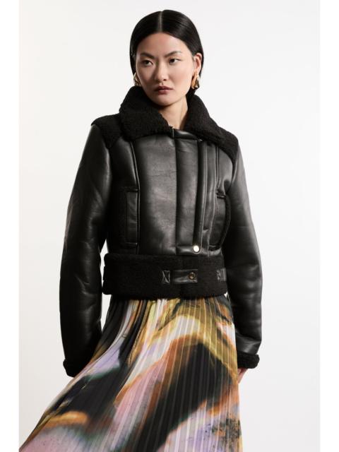 Faux Fur Aviator Crop Jacket