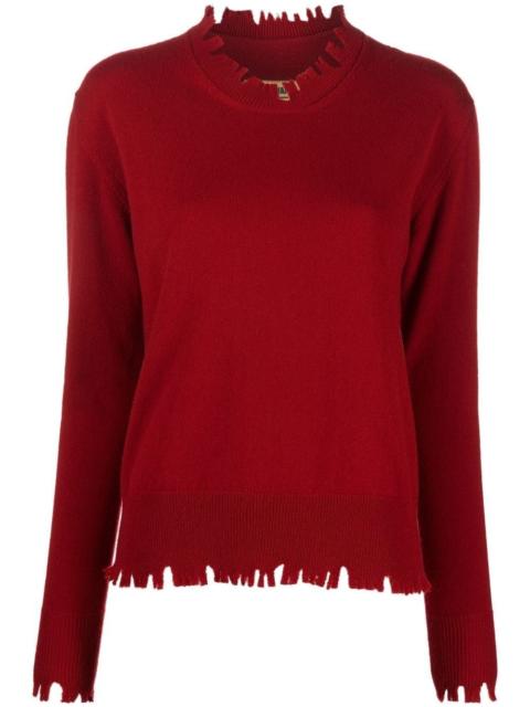 distressed-edge knit jumper