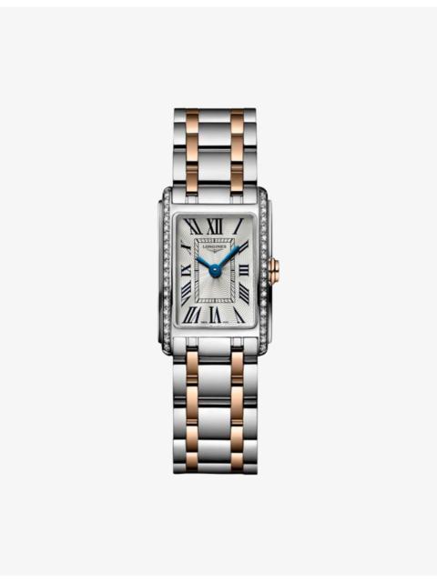 L5.258.5.79.7 DolceVita Rectangular Stainless-Steel, 0.280ct Diamond And Red PVD Quartz Watch