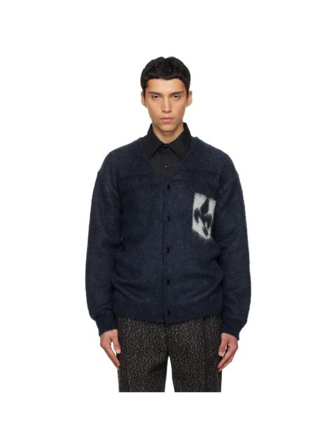 Navy Mohair Emblem Cardigan