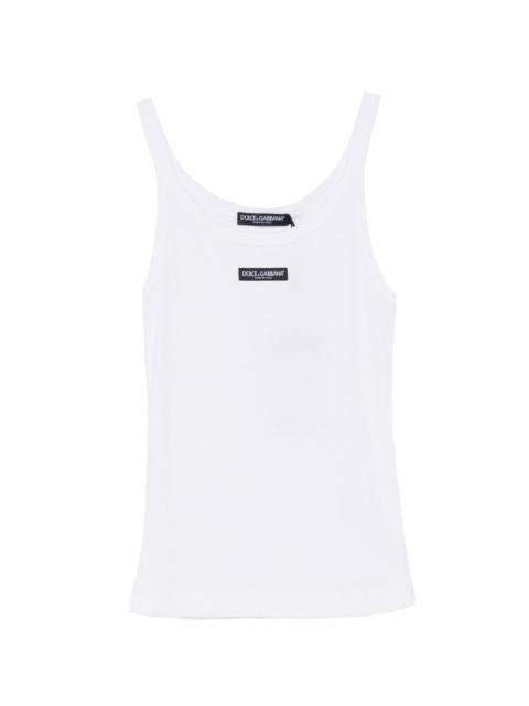 ribbed logo-label tank top