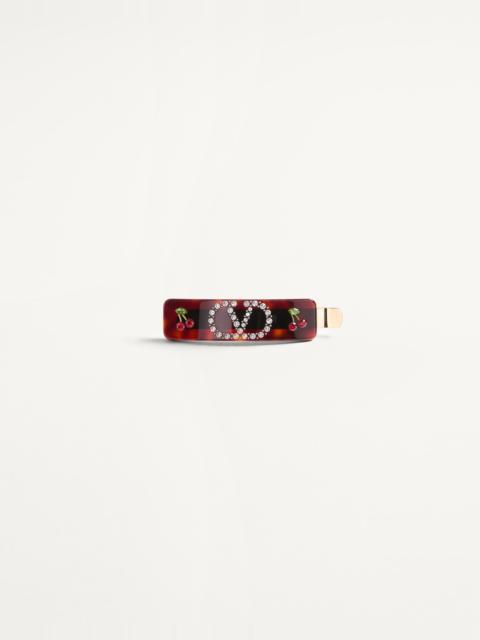 VLOGO SIGNATURE HAIR CLIP IN RESIN, METAL AND SWAROVSKI® CRYSTALS