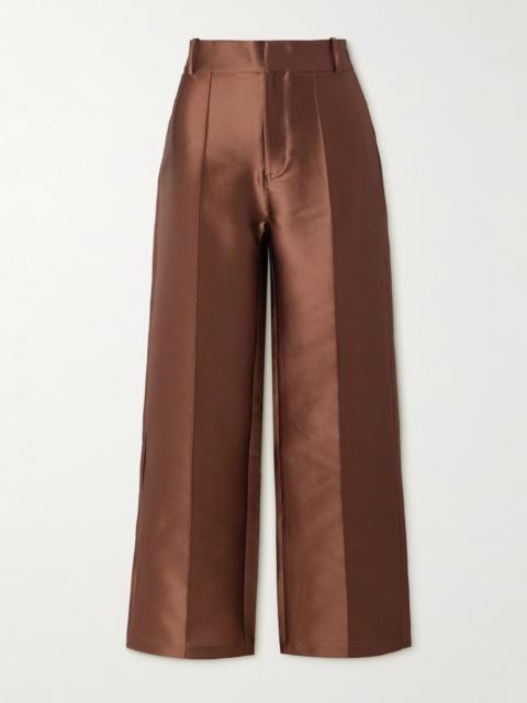 Yoshi cropped taffeta flared pants Dark brown