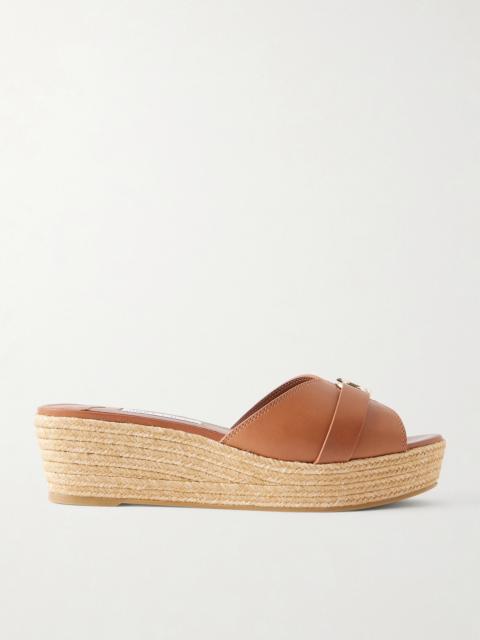 Leda Logo-embellished Leather Platform Espadrilles