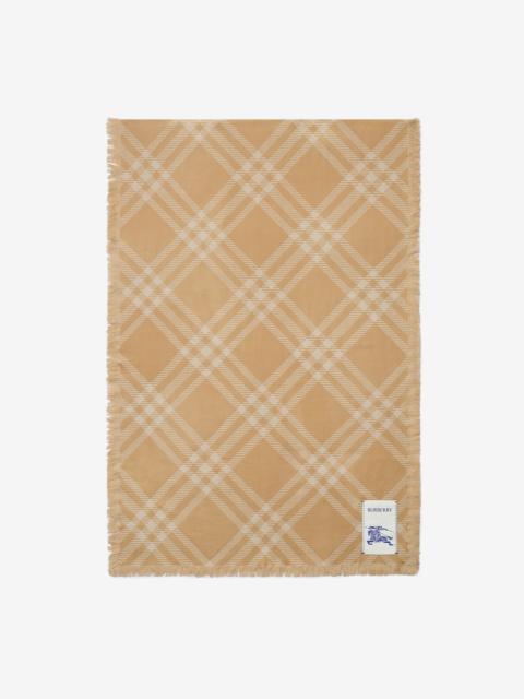 Wide Check Wool Silk Scarf