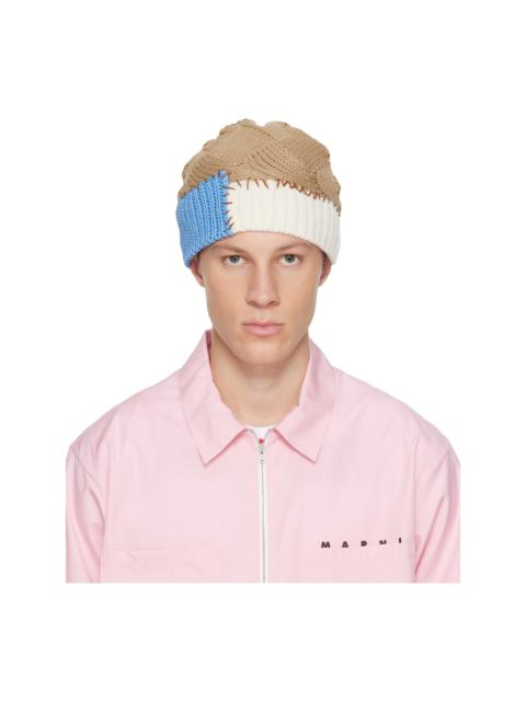 Beige Wool Mixed Knit Beanie