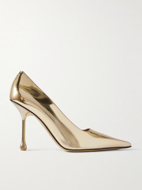 Ixia 95 Mirrored-leather Point-toe Pumps