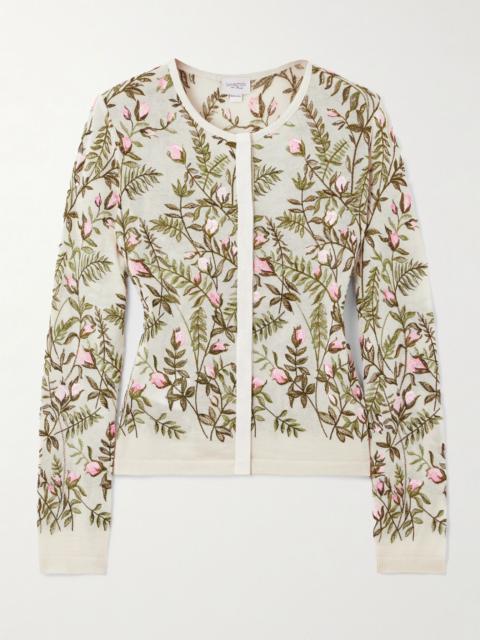 Embroidered cashmere and silk-blend cardigan Ivory
