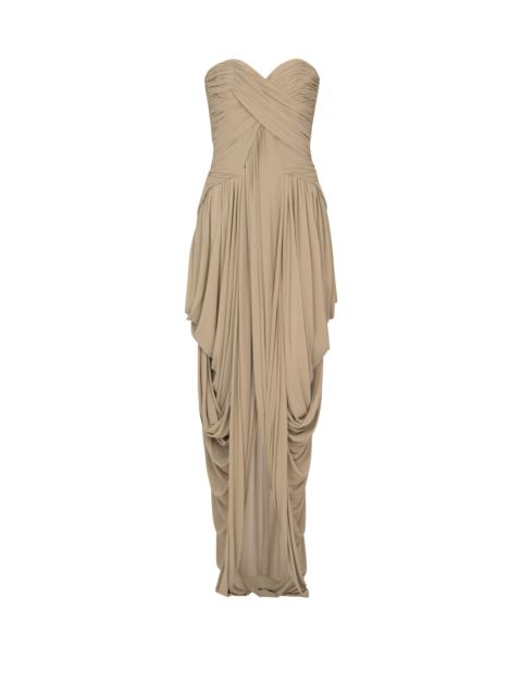Draped strapless jumpsuit