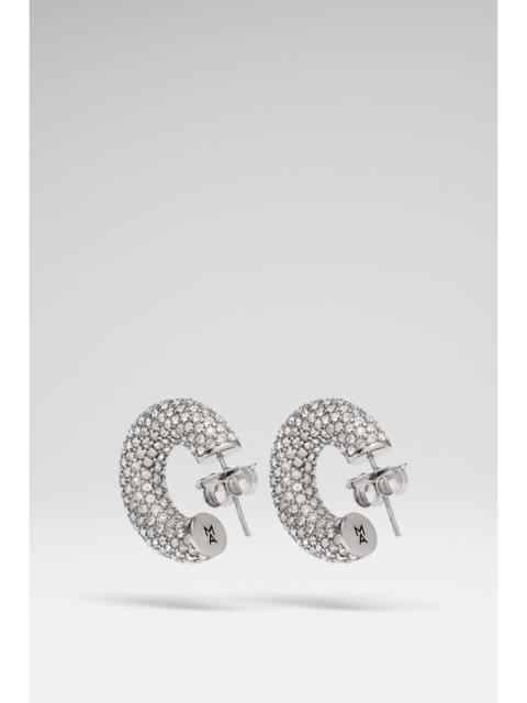 CAMERON HOOP MINI WHITE CRYSTALS WITH SILVER BASE