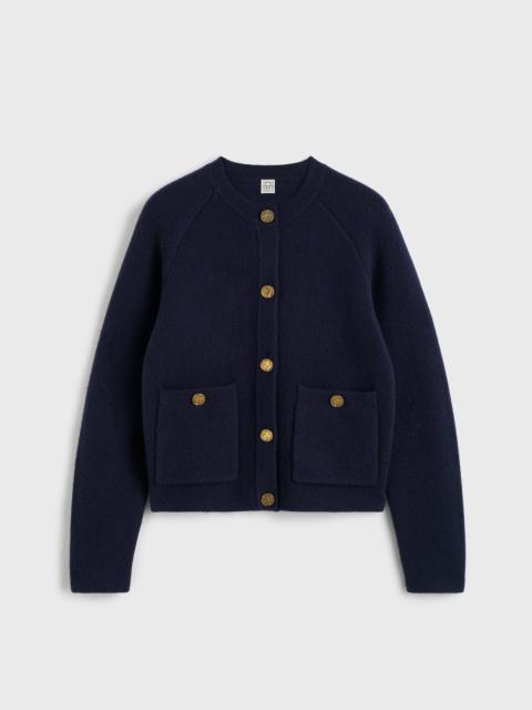 Hammered button cardigan navy