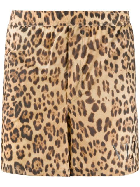 leopard print swim shorts