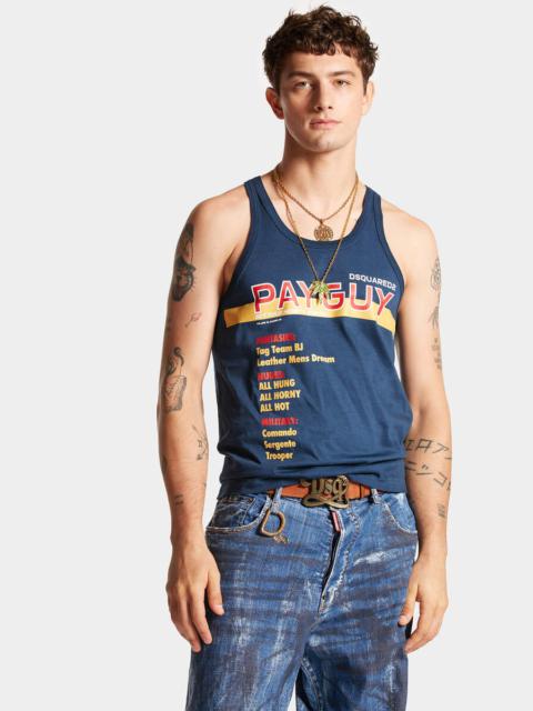 VIP【関税送料無料】希少 DSQUARED2 BLACK COTTON TANK TOP DSQUARED2 PAYGUY COOL TANK TOP | REVERSIBLE