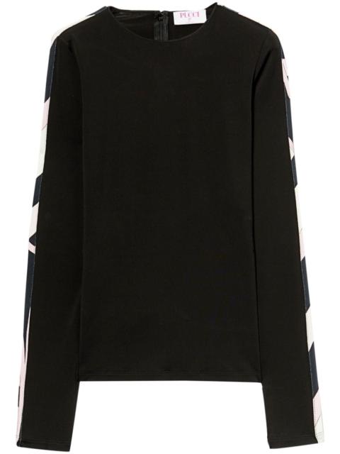 contrast-trim long-sleeve top