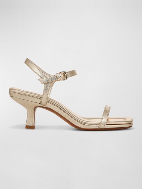 Coco Metallic Leather Kitten-Heel Sandals
