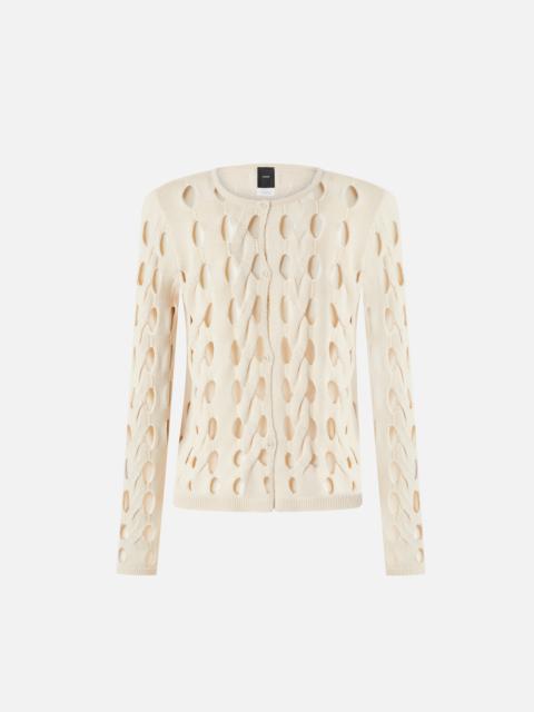 SHORT CARDIGAN IN PERFORATED KNIT