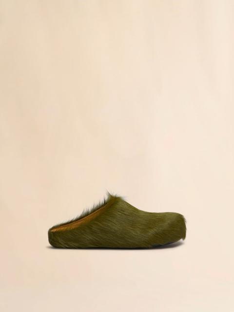 DEEP GREEN LONG HAIR CALFSKIN FUSSBETT SABOT