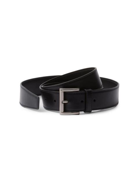 buckled leather belt