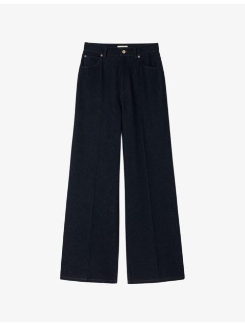 Raw Wide-Leg Mid-Rise Jeans