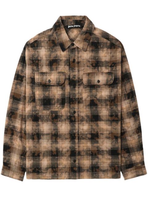 logo-print checked shirt
