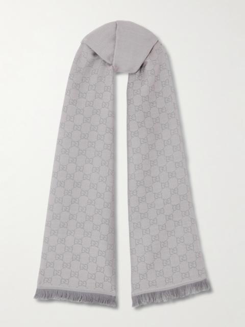 Frayed Wool-jacquard Scarf