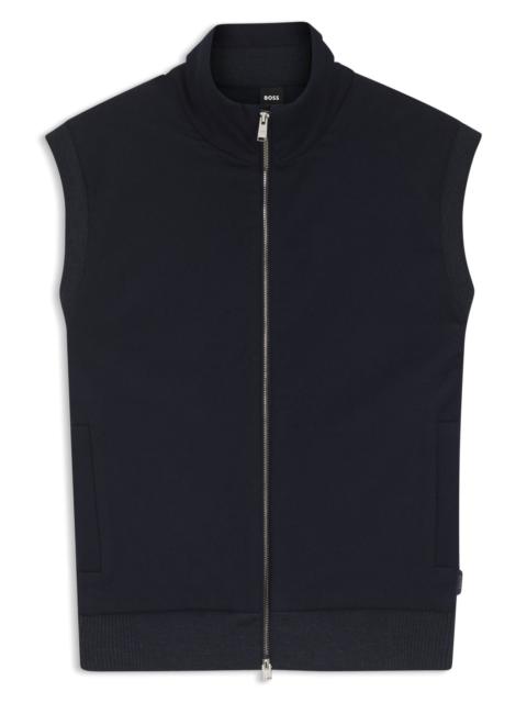 FLANNEL GILET WITH RIBBED TRIMS