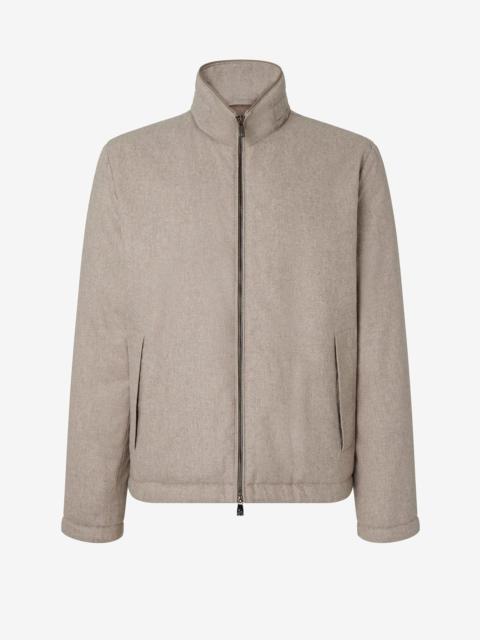 Beige technical fabric and cashmere jacket