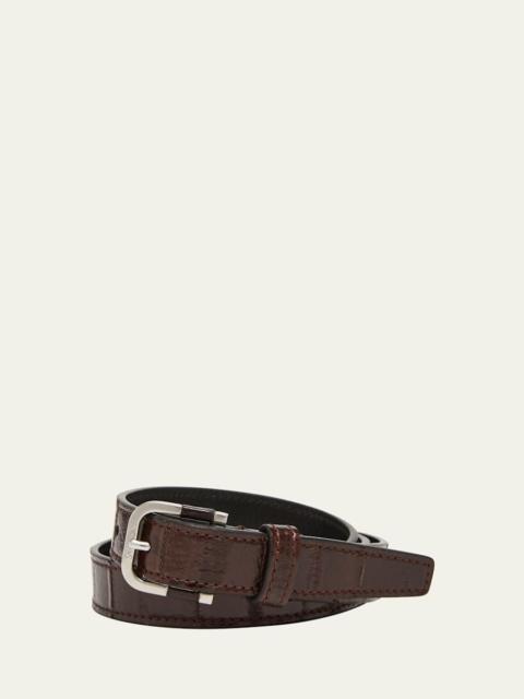 Men's Skinny Belt in Eel Leather