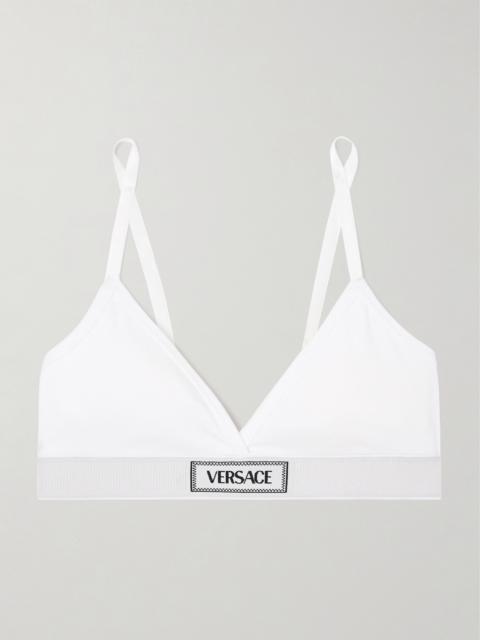 Ribbed Stretch-cotton Soft-cup Triangle Bra