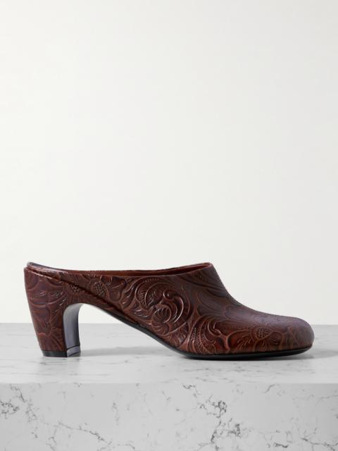 Embossed Leather Mules