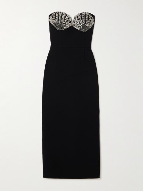 Cordelia Strapless Crystal-embellished Crepe Midi Dress