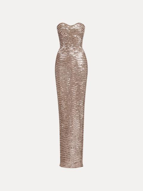 SEQUIN & CRYSTAL WAVE EMBROIDERED GOWN