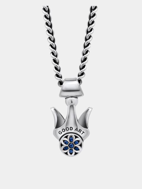 GOOD ART HLYWD MODEL 10 BUTTON - STERLING SILVER WITH SAPPHIRES