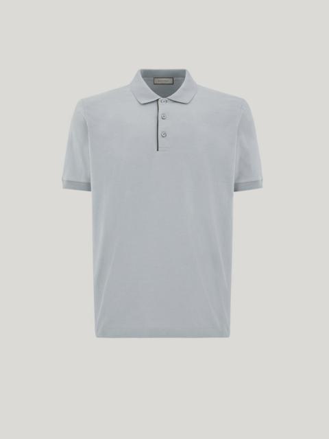 BRIANZA GREEN COTTON POLO SHIRT WITH CONTRASTING PIPING ON THE BUTTON PLACKET