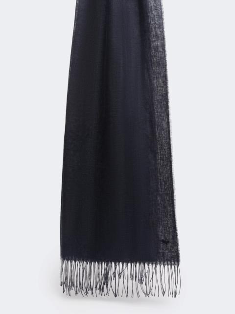 Linen stole with fringes - MIDNIGHTBLUE
