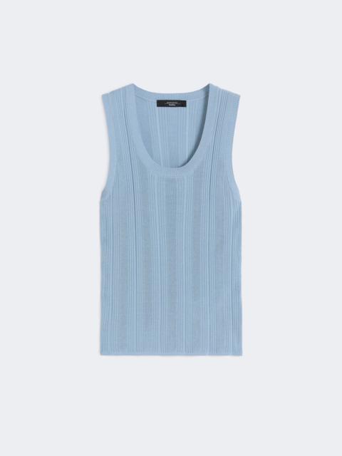 Viscose yarn sleeveless jumper - LIGHT BLUE